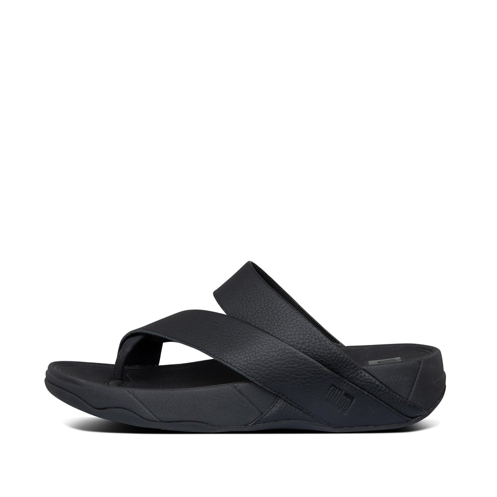 Fitflop Mens Sandals - Sling Leather Toe-post - Black - 362-FSUBAJ
